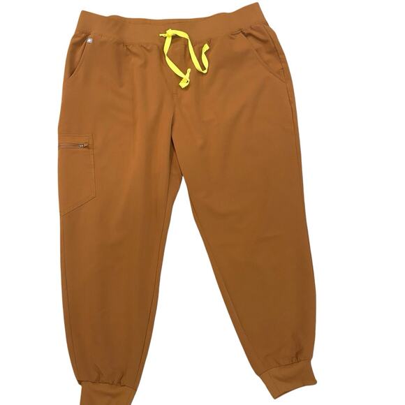 FIGS High Waist Zamora Jogger Scrub Pants XXL Petite Earth Brown Drawstring - Picture 1 of 5